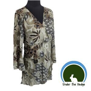 y2k Elegancia Multi Floral Flare Sleeve Top Large A1 Fairy Grunge Whimsigoth